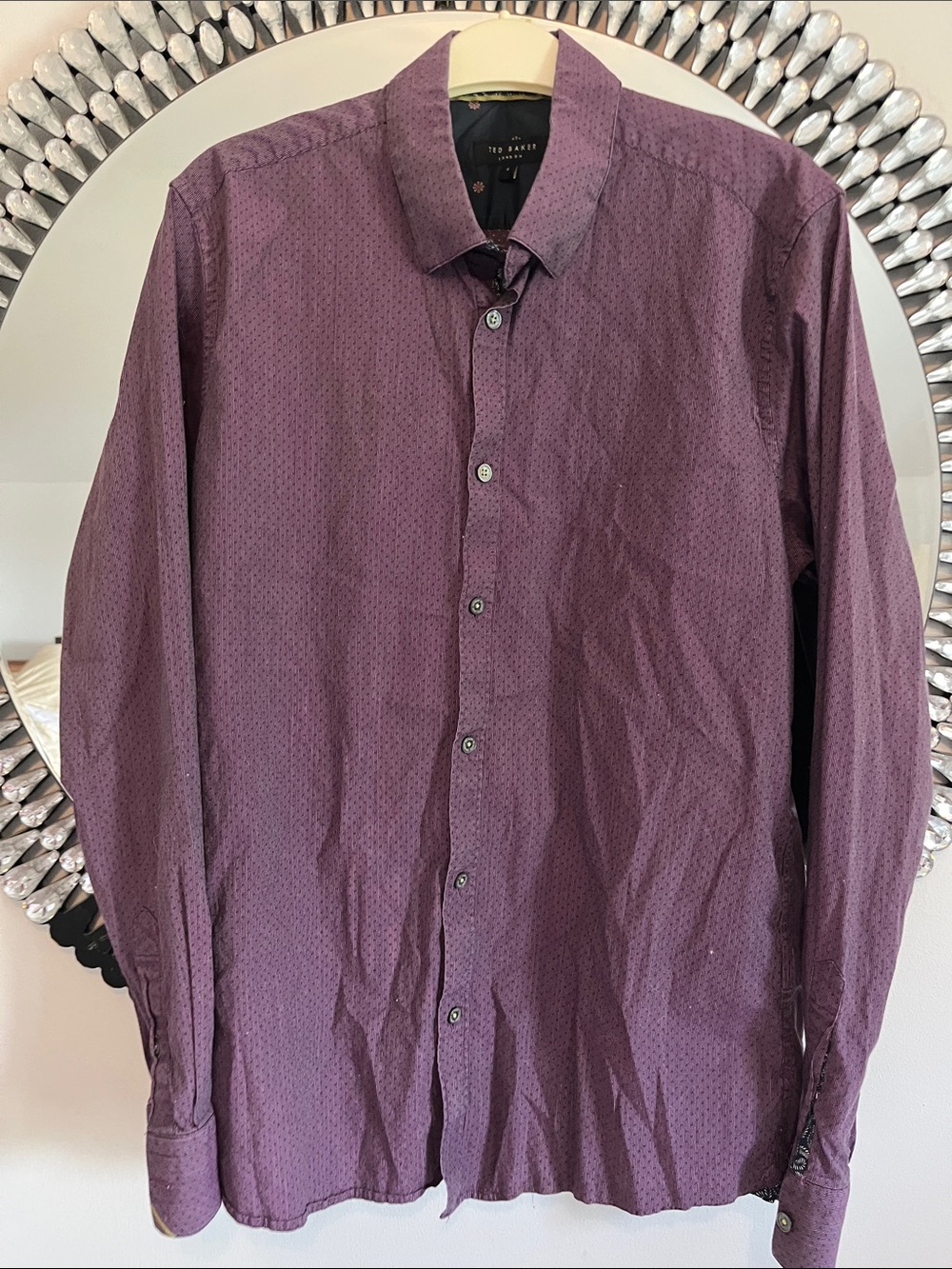 Ted Baker Purple Micro-Pattern Long Sleeve Dress Shirt